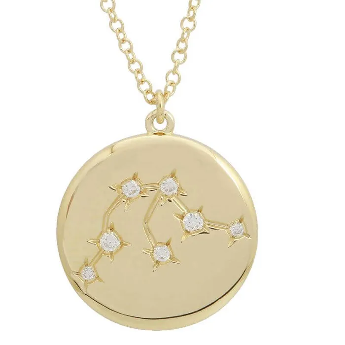 Izakov Diamonds Fine Jewelry Necklaces 14K Gold Constellation Zodiac Sign Coin Diamond Necklace