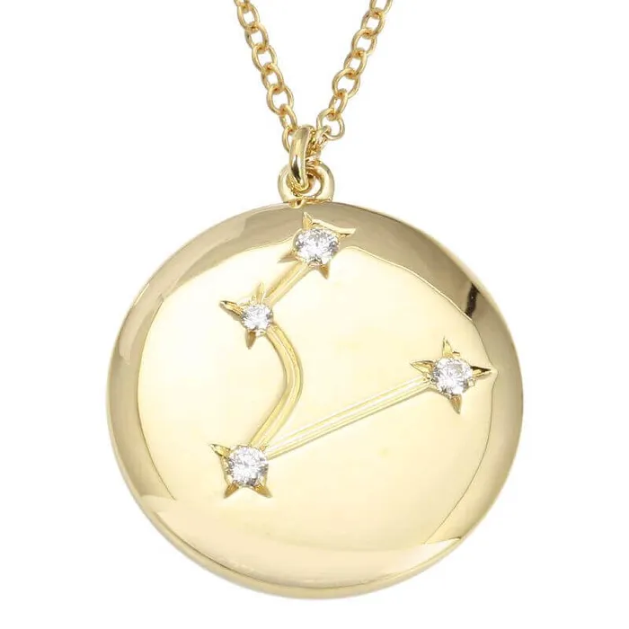 Izakov Diamonds Fine Jewelry Necklaces 14K Gold Constellation Zodiac Sign Coin Diamond Necklace