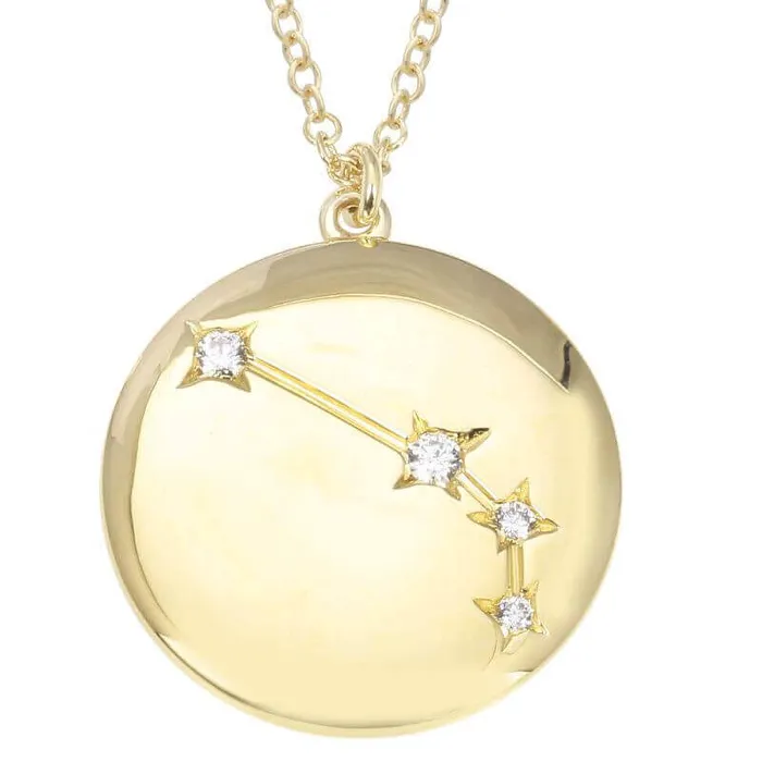 Izakov Diamonds Fine Jewelry Necklaces 14K Gold Constellation Zodiac Sign Coin Diamond Necklace