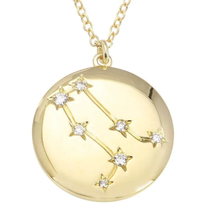 Izakov Diamonds Fine Jewelry Necklaces 14K Gold Constellation Zodiac Sign Coin Diamond Necklace