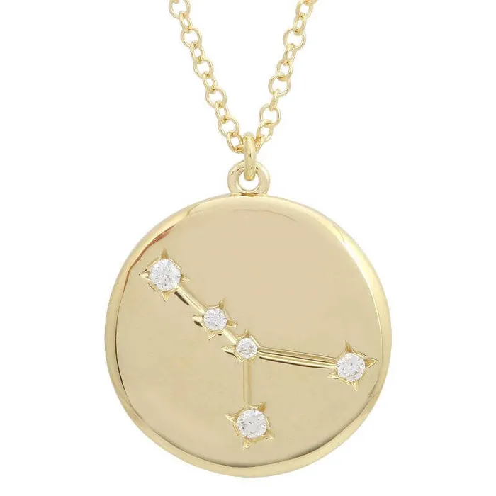 Izakov Diamonds Fine Jewelry Necklaces 14K Gold Constellation Zodiac Sign Coin Diamond Necklace