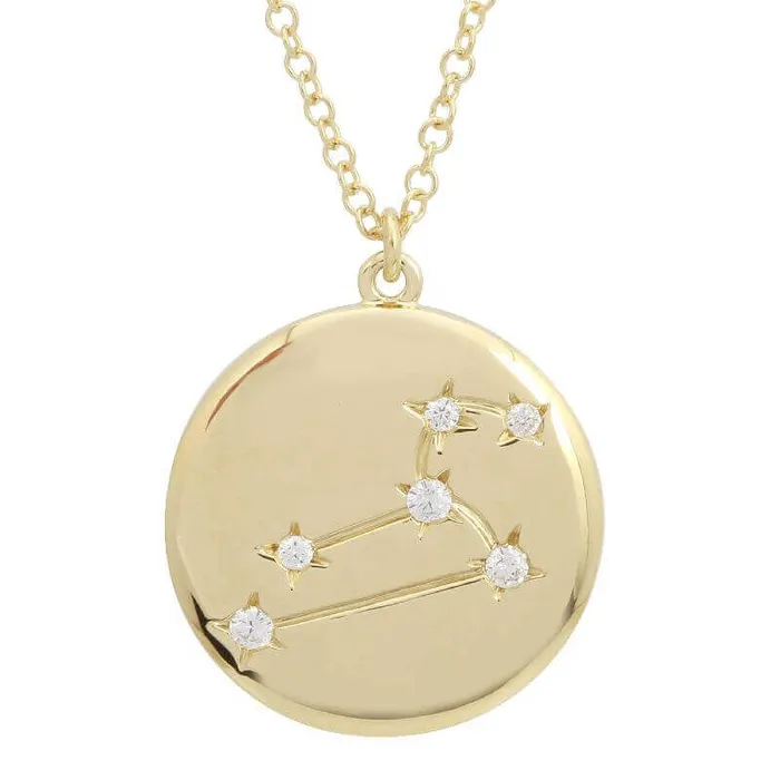 Izakov Diamonds Fine Jewelry Necklaces 14K Gold Constellation Zodiac Sign Coin Diamond Necklace