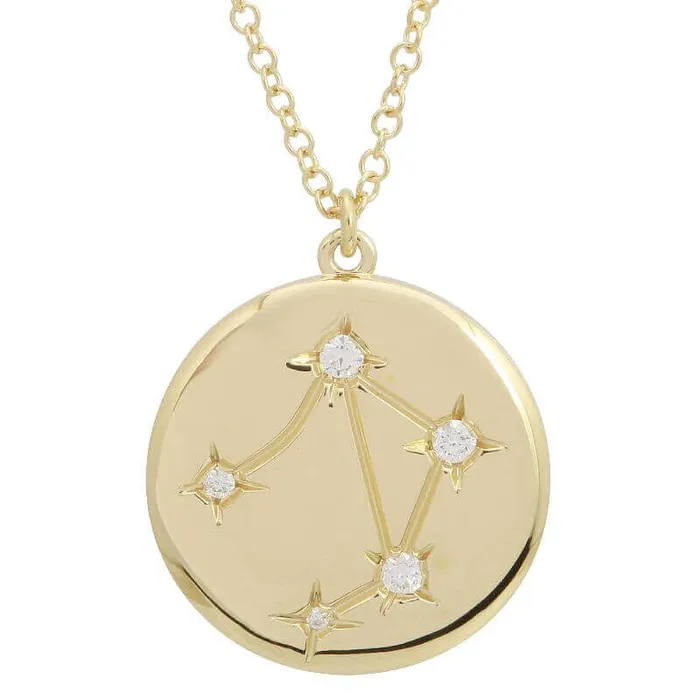 Izakov Diamonds Fine Jewelry Necklaces 14K Gold Constellation Zodiac Sign Coin Diamond Necklace