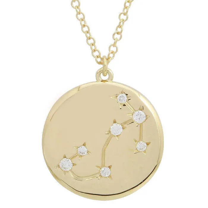 Izakov Diamonds Fine Jewelry Necklaces 14K Gold Constellation Zodiac Sign Coin Diamond Necklace