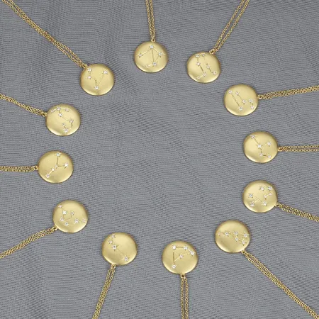 Izakov Diamonds Fine Jewelry Necklaces 14K Gold Constellation Zodiac Sign Coin Diamond Necklace