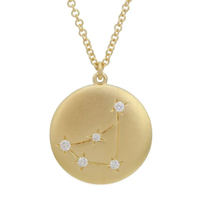 Izakov Diamonds Fine Jewelry Necklaces 14K Gold Constellation Zodiac Sign Coin Diamond Necklace