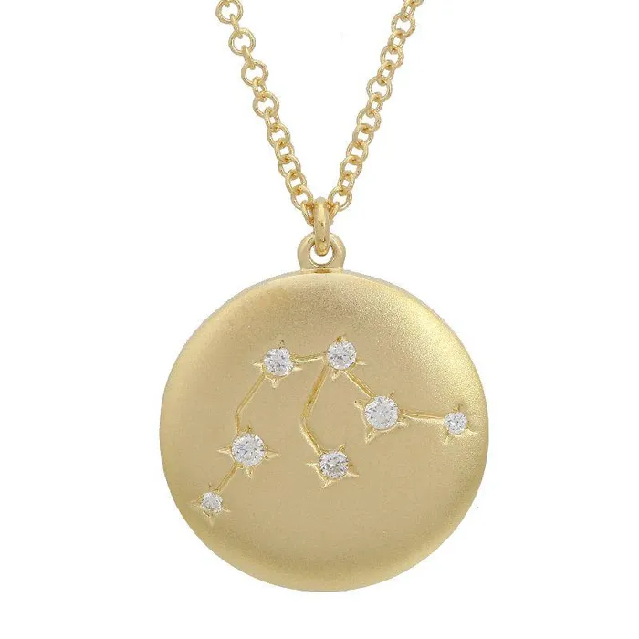 Izakov Diamonds Fine Jewelry Necklaces 14K Gold Constellation Zodiac Sign Coin Diamond Necklace