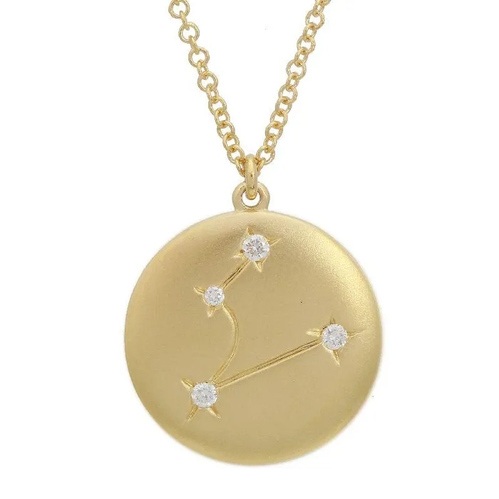 Izakov Diamonds Fine Jewelry Necklaces 14K Gold Constellation Zodiac Sign Coin Diamond Necklace