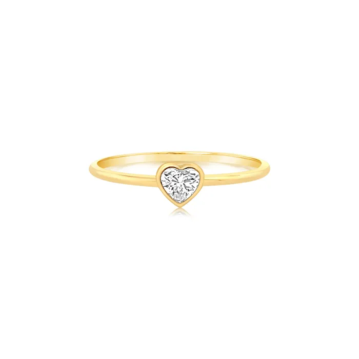 Izakov Diamonds Fine Jewelry Rings 18K Gold Petite Heart Shaped Diamond Bezel Ring Izakov Diamonds Fine Jewelry Rings 18K Gold Petite Heart Shaped Diamond Bezel Ring