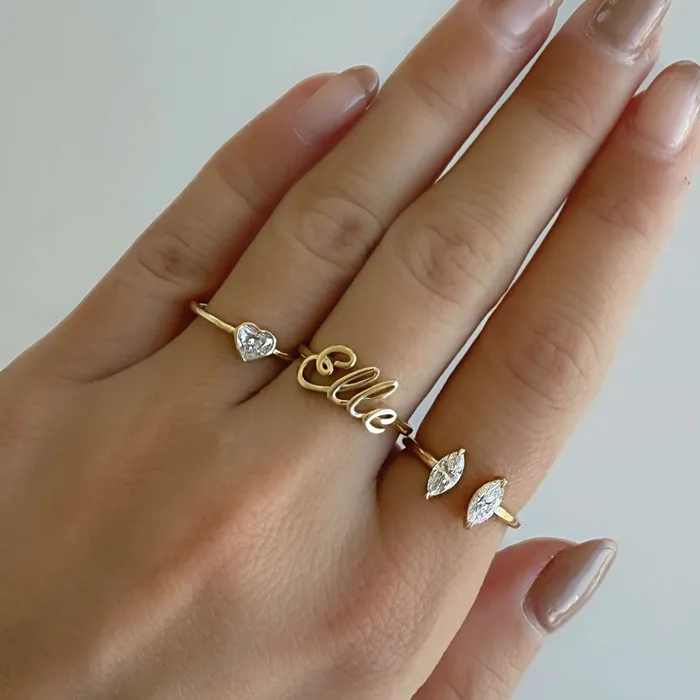 Izakov Diamonds Fine Jewelry Rings 18K Gold Petite Heart Shaped Diamond Bezel Ring