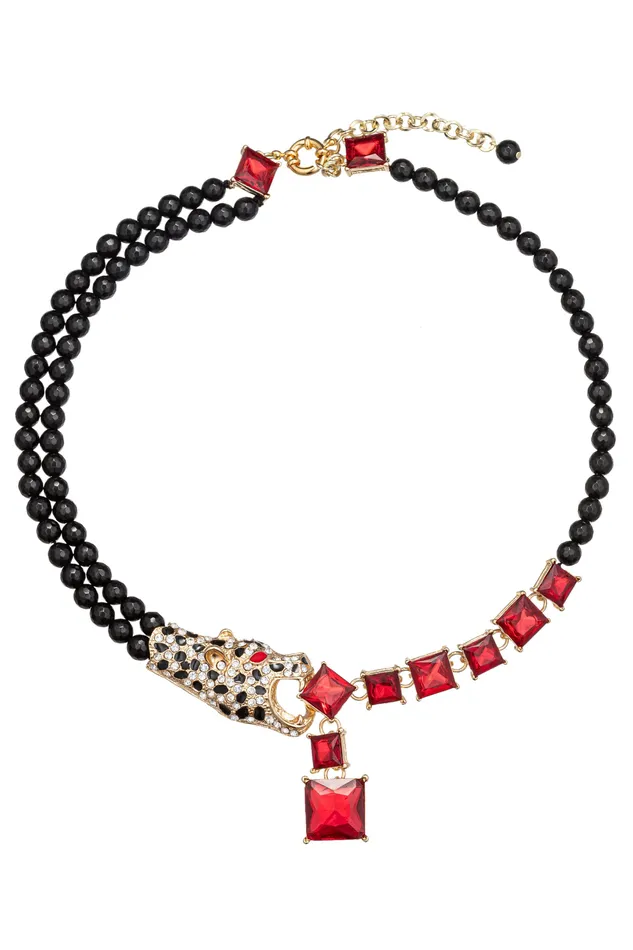 Jaguar Brooch Statement Necklace Eye Candy LA Necklaces