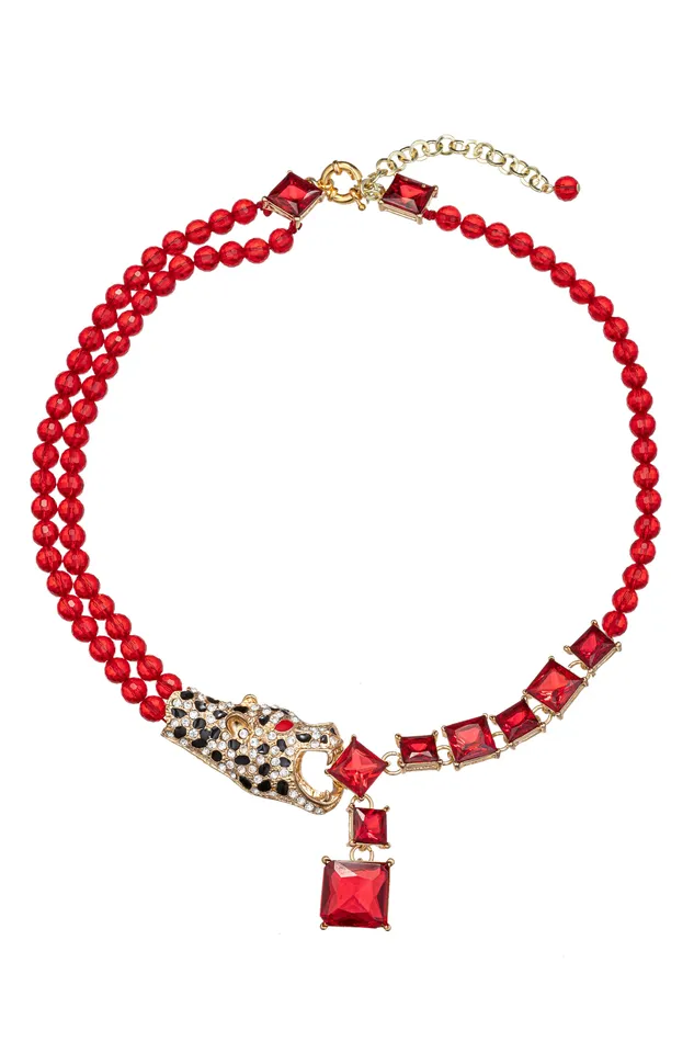 Jaguar Brooch Statement Necklace Eye Candy LA Necklaces