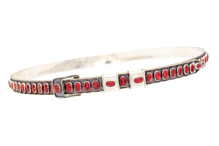 James Freeland Navajo Handmade Adjustable Sterling Silver Apple Coral Hat Band Crown Jewels Coin Rings James Freeland Navajo Handmade Adjustable Sterling Silver Apple Coral Hat Band Crown Jewels Coin Rings