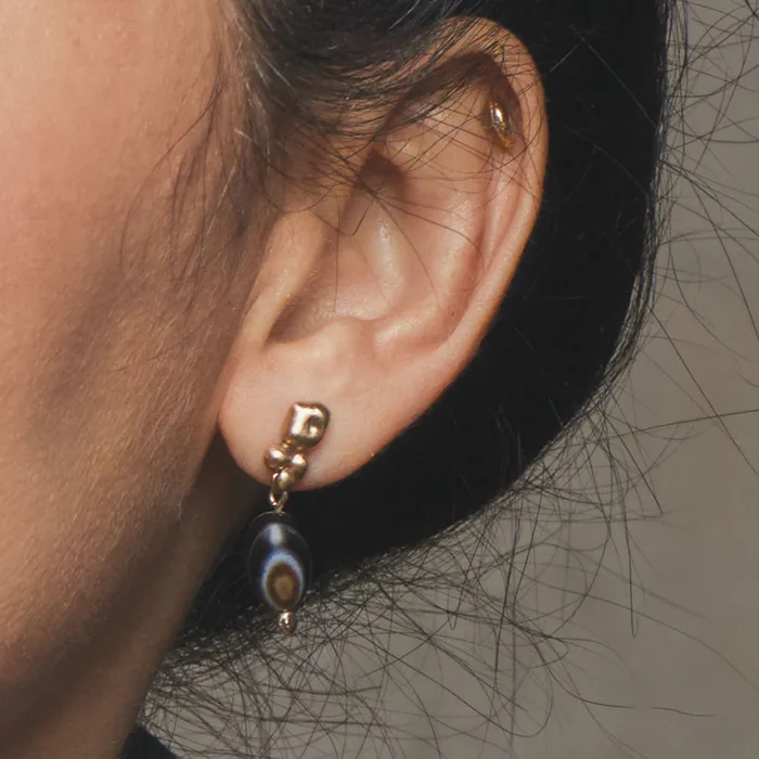 Julie Cohn Design PETITE ORE BOTSWANA AGATE BRONZE EARRING Earrings