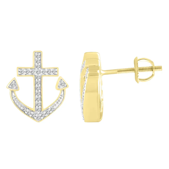 LADIES EARRINGS 015CT ROUND DIAMOND 10K YELLOW GOLD AV Earrings