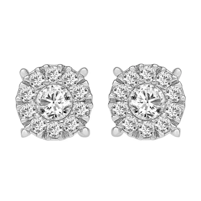 LADIES EARRINGS 100CT ROUND DIAMOND 14K WHITE GOLD AV Earrings