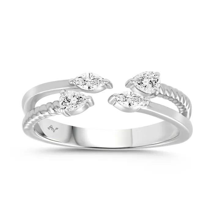 LADIES RING 033CT PEARMARQUISE DIAMOND 14K WHITE GOLD AV Rings