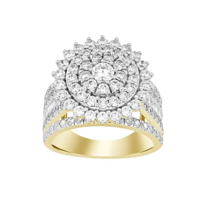 LADIES RING 300CT ROUNDBAGUETTE DIAMOND 10K YELLOW GOLD AV Rings