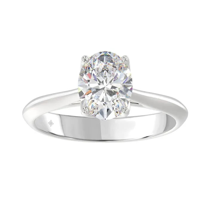 LADIES SOLITAIRE RING 2CT OVAL DIAMOND 14K WHITE GOLD Ethos Rings