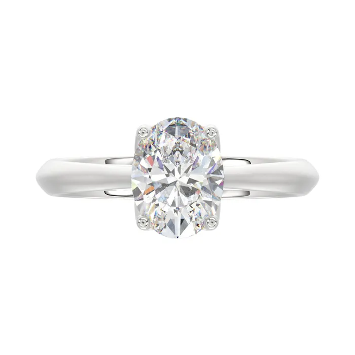 LADIES SOLITAIRE RING 2CT OVAL DIAMOND 14K WHITE GOLD Ethos Rings