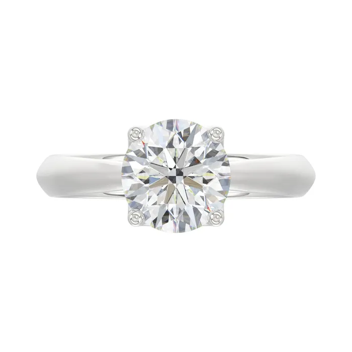 LADIES SOLITAIRE RING 2CT ROUND DIAMOND 14K WHITE GOLD Ethos Rings