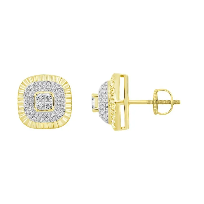 LADIES STUD EARRINGS 050CT ROUND DIAMOND 10K YELLOW GOLD AV Earrings