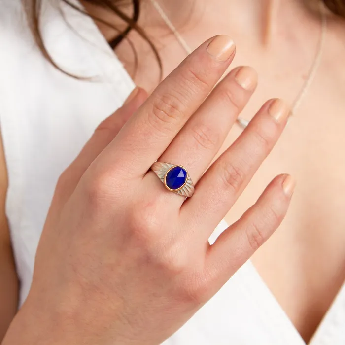 Lapis Silver and Gold Calista Ring Corey Egan Rings