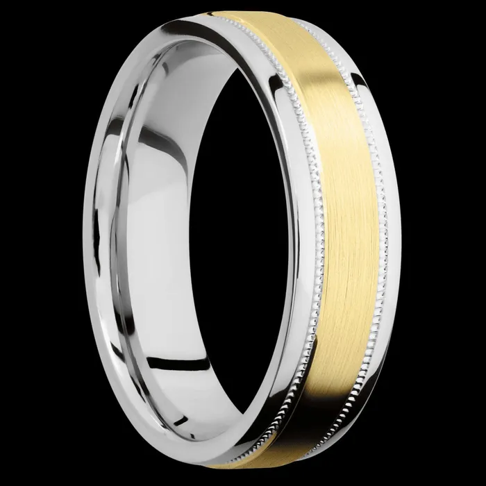 Lashbrook 6mm Cobalt Chrome and 14K Yellow Gold Wedding Band LASHBROOK Rings Lashbrook 6mm Cobalt Chrome and 14K Yellow Gold Wedding Band LASHBROOK Rings