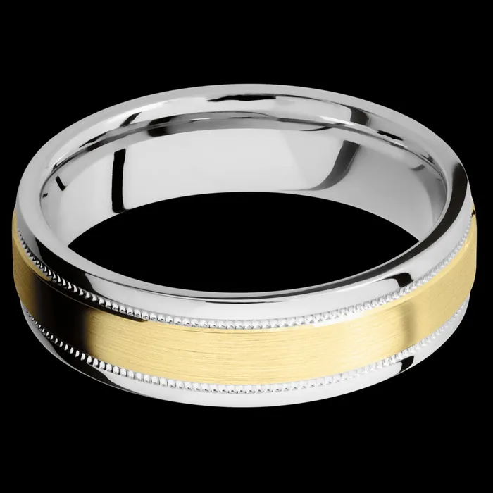 Lashbrook 6mm Cobalt Chrome and 14K Yellow Gold Wedding Band LASHBROOK Rings Lashbrook 6mm Cobalt Chrome and 14K Yellow Gold Wedding Band LASHBROOK Rings