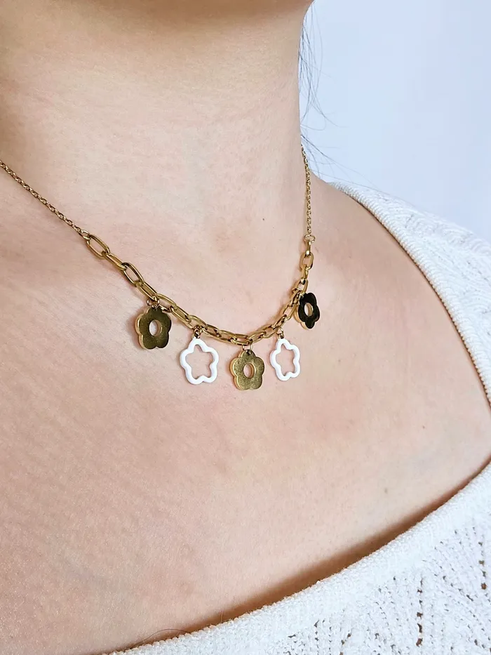 Love Ko Jewelry Necklaces FLOWER POWER Necklace in GoldWhite