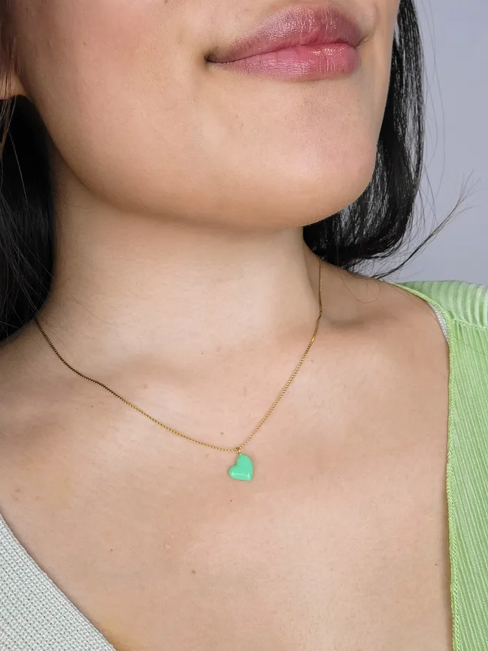 Love Ko Jewelry Necklaces MINIMALIST HEART Necklace in Green