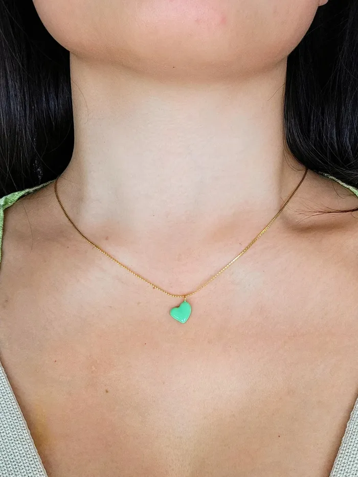 Love Ko Jewelry Necklaces MINIMALIST HEART Necklace in Green