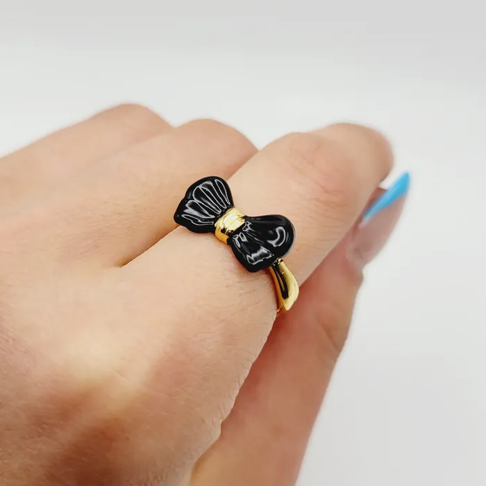 Love Ko Jewelry Rings BOW RING in Black