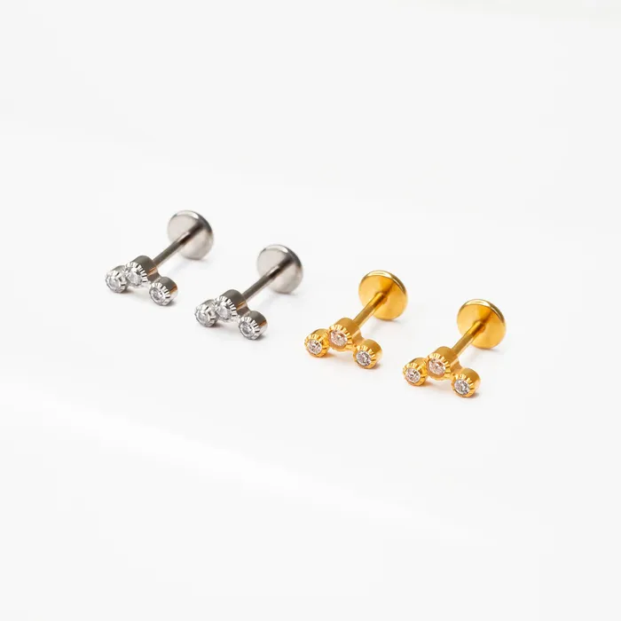 Luna Mini Crystal Arc Titanium Flat Back Sleeper Earrings Grayling Earrings