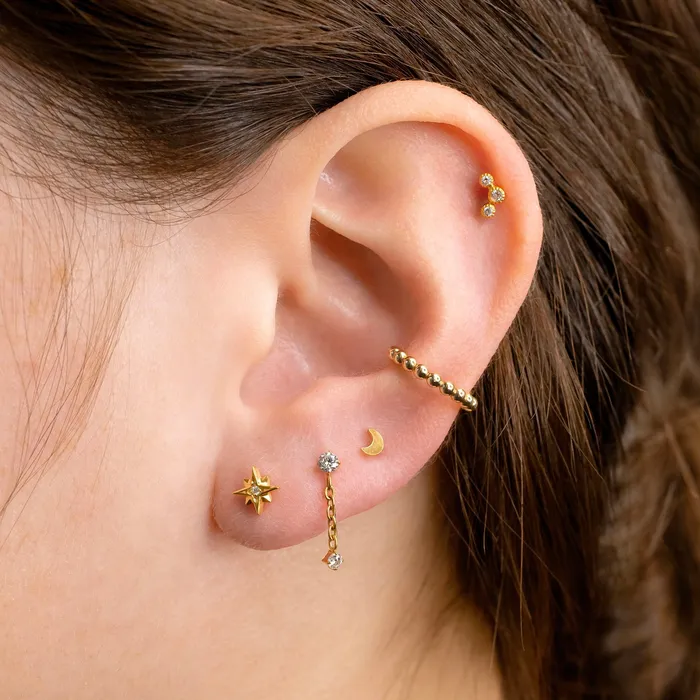 Luna Mini Crystal Arc Titanium Flat Back Sleeper Earrings Grayling Earrings