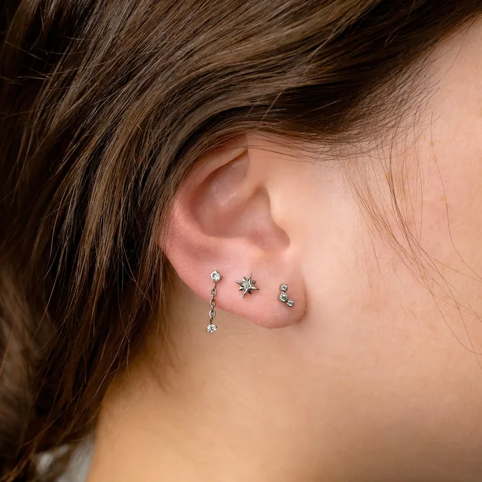 Luna Mini Crystal Arc Titanium Flat Back Sleeper Earrings Grayling Earrings