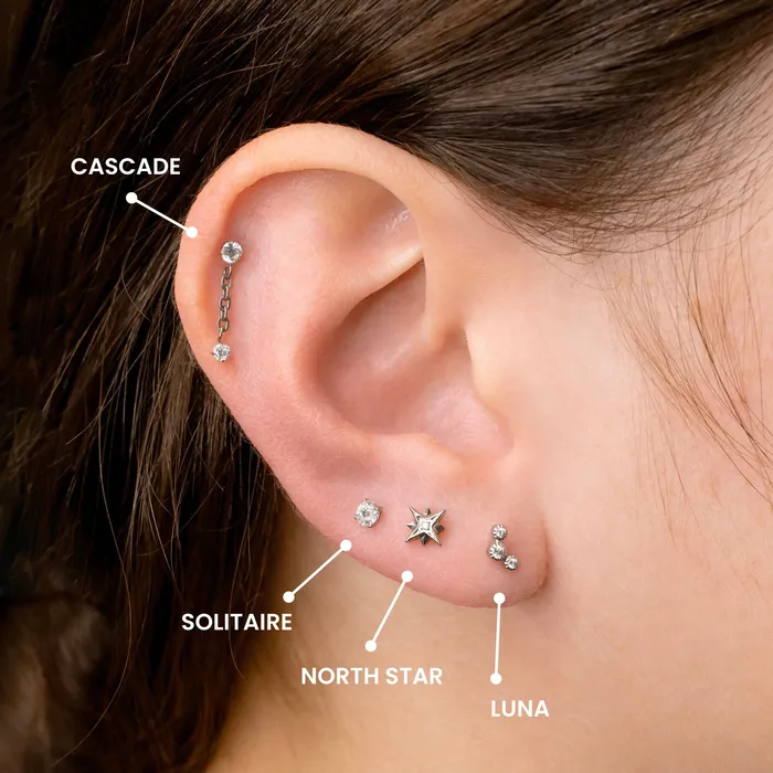 Luna Mini Crystal Arc Titanium Flat Back Sleeper Earrings Grayling Earrings