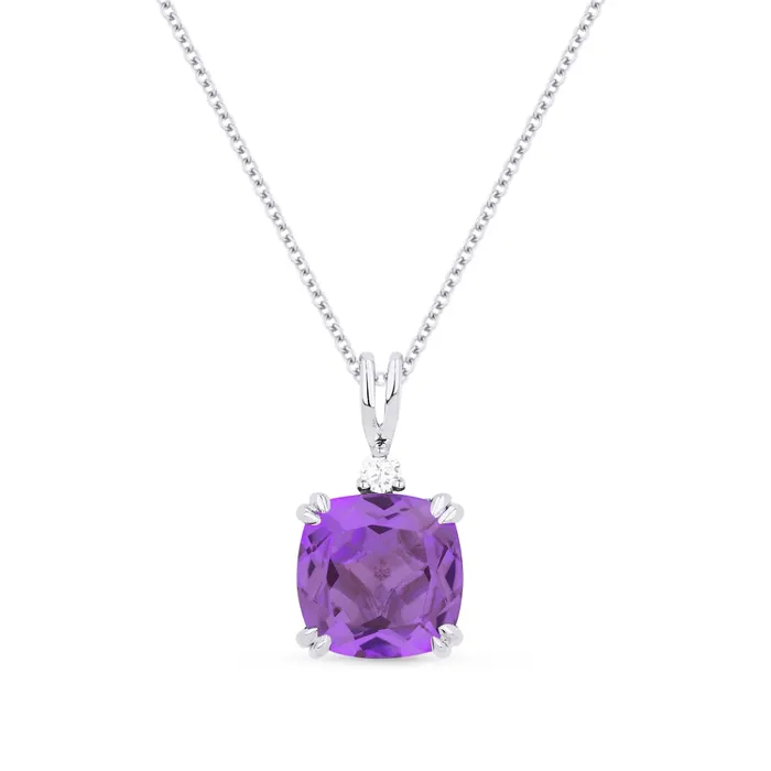 Madison L 14K White Gold 191ctw Solitaire Style Amethyst Necklace MADISON L Necklaces Madison L 14K White Gold 191ctw Solitaire Style Amethyst Necklace MADISON L Necklaces