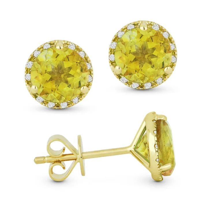 Madison L 14K Yellow Gold 187ctw Halo Style Round Citrines and Diamonds Earrings MADISON L Earrings Madison L 14K Yellow Gold 187ctw Halo Style Round Citrines and Diamonds Earrings MADISON L Earrings