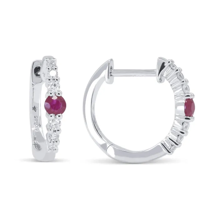 MADISON L Madison L 14K White Gold 036ctw Huggie Style Round Rubies and Diamonds Earrings Earrings MADISON L Madison L 14K White Gold 036ctw Huggie Style Round Rubies and Diamonds Earrings Earrings