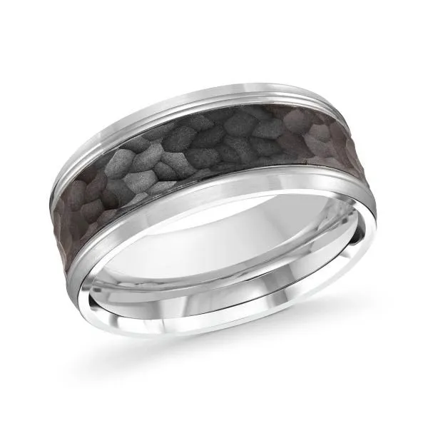 Malo 9mm Carbon Fiber and 14K White Gold Wedding Band MALO BANDS Rings