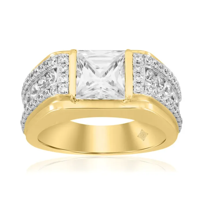 MENS RING 3 12CT ROUNDPRINCESS DIAMOND 14K YELLOW GOLD Crown Jewels Coin Rings MENS RING 3 12CT ROUNDPRINCESS DIAMOND 14K YELLOW GOLD Crown Jewels Coin Rings