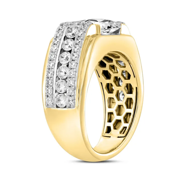 MENS RING 3 12CT ROUNDPRINCESS DIAMOND 14K YELLOW GOLD Crown Jewels Coin Rings MENS RING 3 12CT ROUNDPRINCESS DIAMOND 14K YELLOW GOLD Crown Jewels Coin Rings
