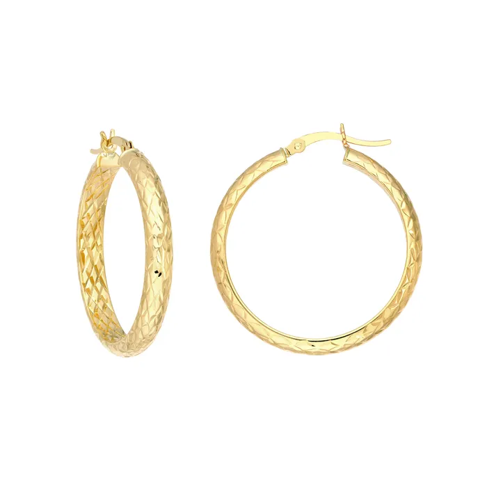 MIDAS CHAIN Earrings 14K Yellow Gold 4mm x 30mm Half Round Round Hoop Style Earrings MIDAS CHAIN Earrings 14K Yellow Gold 4mm x 30mm Half Round Round Hoop Style Earrings