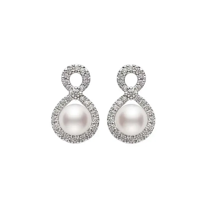 MIKIMOTO Ruyi Collection Akoya Cultured Pearl and Diamond Earrings Earrings MIKIMOTO Ruyi Collection Akoya Cultured Pearl and Diamond Earrings Earrings