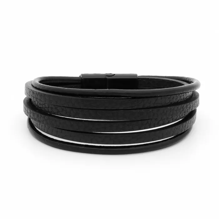 Multilayer Black Leather Bracelet Glitters Bracelets