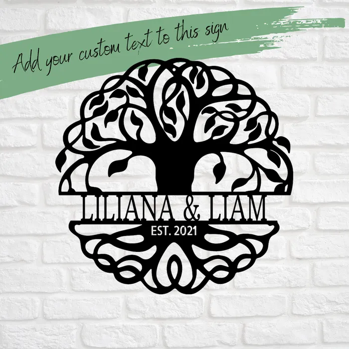 My Easy Monogram Necklaces Family Tree Wall Art Custom Metal Sign Custom Text Banner