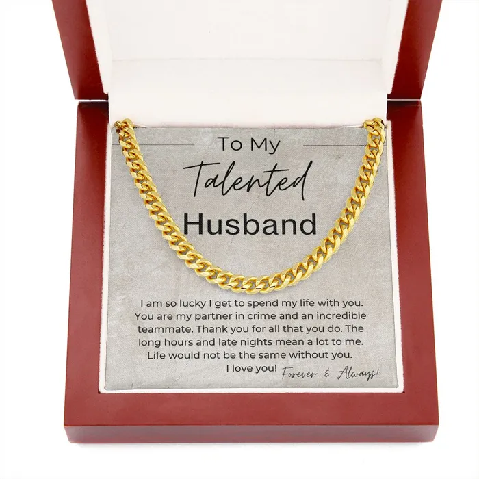My Partner in Crime For Life Gift for Husband Linked Chain Necklace ShineOn Fulfillment Necklaces