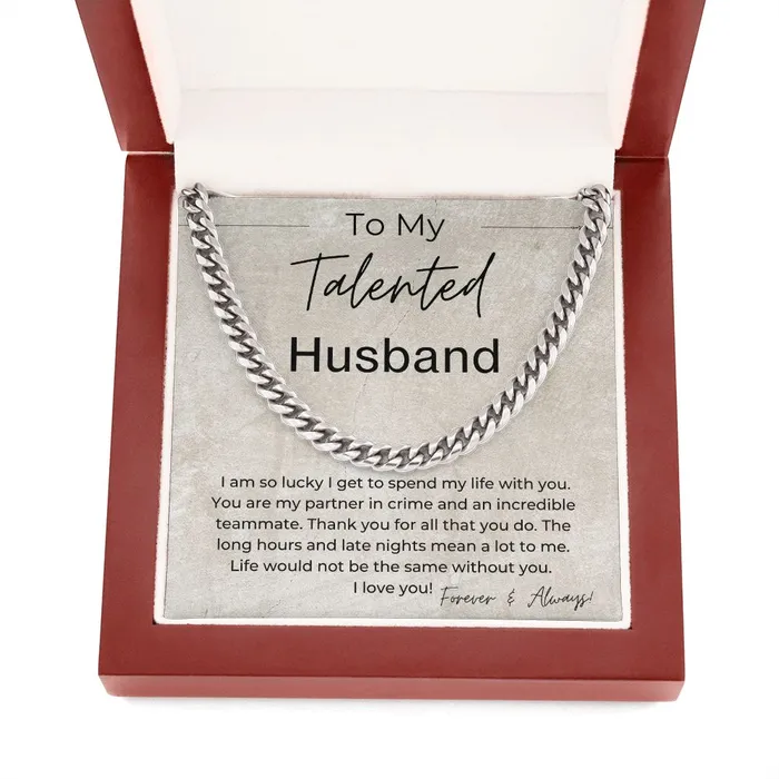 My Partner in Crime For Life Gift for Husband Linked Chain Necklace ShineOn Fulfillment Necklaces