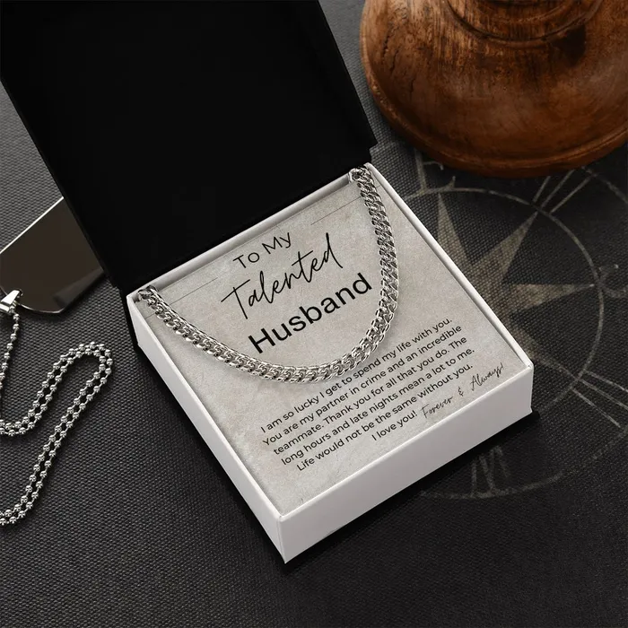 My Partner in Crime For Life Gift for Husband Linked Chain Necklace ShineOn Fulfillment Necklaces